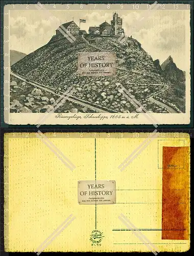 Orig. AK Riesengebirge Schneekoppe Sudeten Tschechien Grenze Polen Niederschles