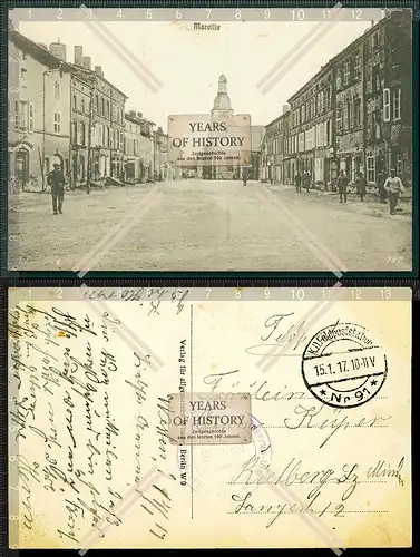 Orig. AK Marville La Grande Place Feldpost Einheit Stempel siehe Rückseite gel