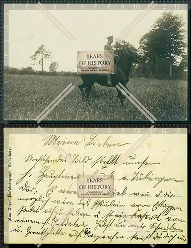 Orig. Foto AK 1.WK Feldpost Offizier im Galopp auf Pferd