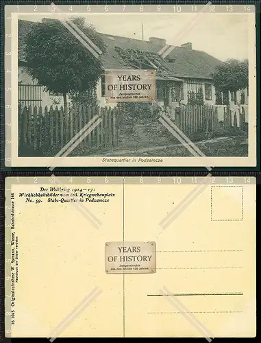 AK Wilhelmsbrück Podzamcze Wieruszów Lodz Polen Stabsquartier Feldpostkarte 1916