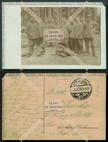 Orig. Foto AK 1. WK Feldpost 1914-18 Stempel siehe Rückseite Soldaten Wald Lag