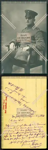 Orig. Foto AK 1. WK Feldpost 1914-18 Stempel siehe Rückseite Soldat Stuhl Port