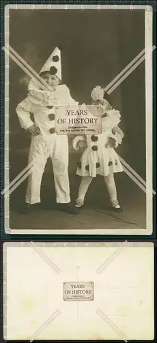 Orig. Foto Kinder Junge Mädchen verkleidet Clown Karneval Fasching