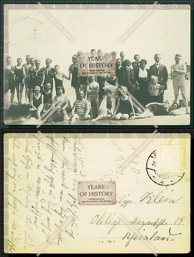 Orig. Foto AK Sellin rügen 1910 Gruppenfoto am Strand Sommerfrische Urlaub gel