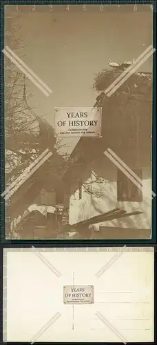 Orig. Foto AK Ostpreußen Westpreußen Pommern Litauen Bauernhaus mit Storch un