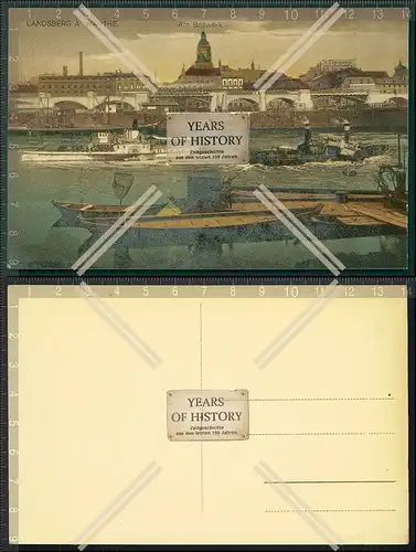 Orig. AK Landsberg A Warthe Am Bollwerk Dampfer Schiff