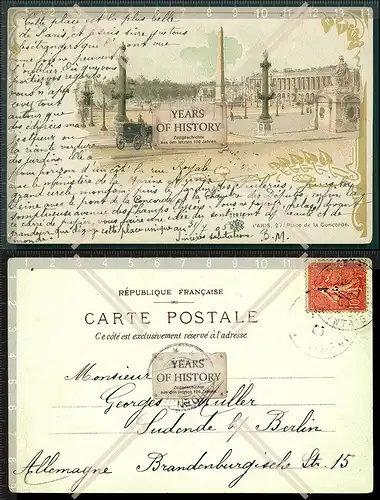 Orig. AK  Paris Place de la Concorde Platz der Eintracht  gelaufen 1905