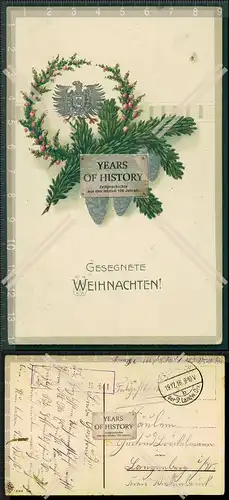 Orig. AK gesegnete Weihnachten Prägekarte fällt Post gelaufen 1916 Stempel si