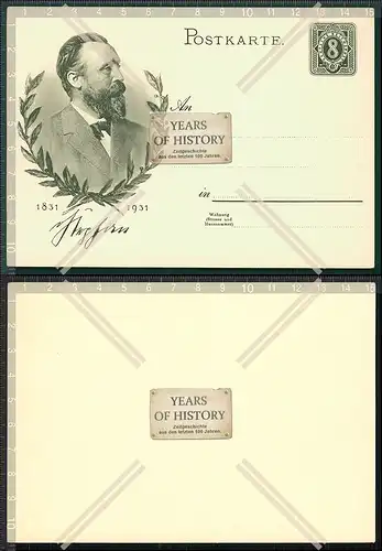 Postkarte Heinrich von Stephan Deutsches Reich Ganzsache 1931 UPU Gründer