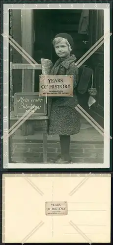 Orig. Foto AK Schultüte Zuckertüte Mädchen mein erster Schultag 1934