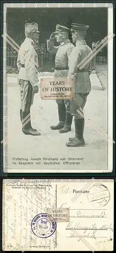 Orig. AK Erzherzog Josef Ferdinand von Österreich im Gespräch mit deutschen O