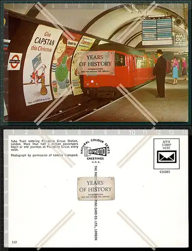 Orig. Foto AK London U-Bahn Tube Train Werbung Reklame