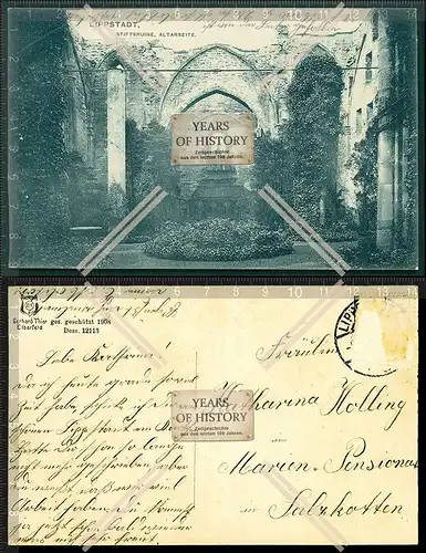Orig. AK Lippstadt b. Paderborn Stiftsruine Altarseite gel. 1908