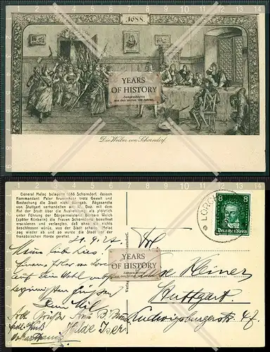 Orig. AK Schorndorf in Baden Württemberg, Wandgemälde am Rathaus Belagerung W