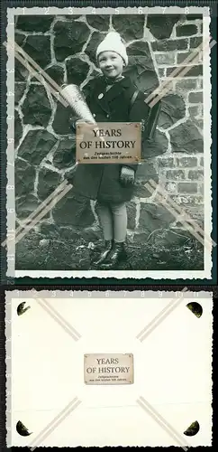 Orig. Foto Mädchen mit Schultüte Tornister mein erster Schultag 1936