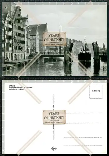 Foto AK Danzig Pommern Polen Speicherinsel und Kuhbrücke