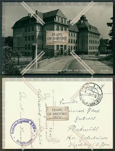 Orig. Foto AK Wien Perchtoldsdorf Volks und Bürger Schule gelaufen 1943