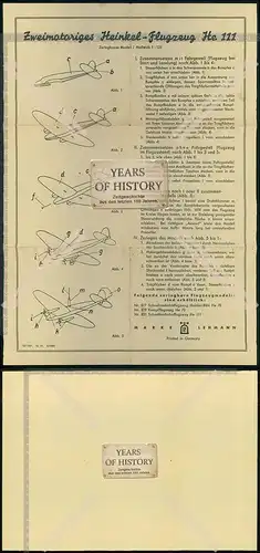 Orig. DIN A4 Blatt Bau Anleitung Zweimotoriges Heinkel Flugzeug He 111 zerlegtb