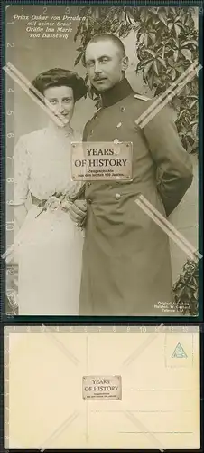 Orig. AK  Prinz Oskar von Preußen mit seiner Braut Gräfin Ina Maria von Bassewi