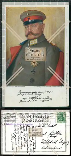 Orig. AK Portrait Porträt von Hindenburg Generalfeldmarschall 1912 Monarchie Ade