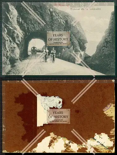 Orig. AK Schlucht Tunnel Kleinbahn Elsaß Grand Est Frankreich Vogesen 1915