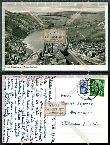 Orig. Foto AK  Traben Trarbach Ruine Grevenburg Mosel Luftbild Rheinland Pfalz