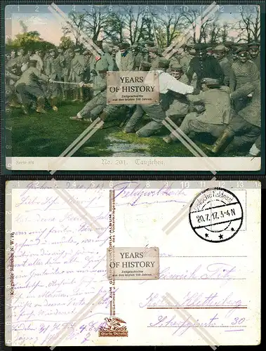 Orig. AK Soldaten Tauziehen gel. 1917 Feldpost