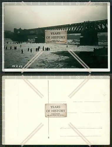 Orig.Foto  AK Elbe Weichsel Brücke 1929 zugefroren Polen