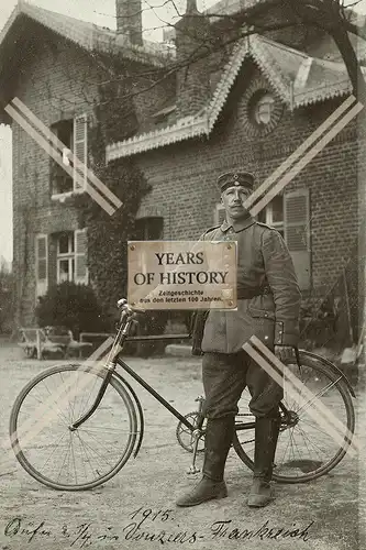Repro Foto Soldat mit Fahrrad ca. 1910