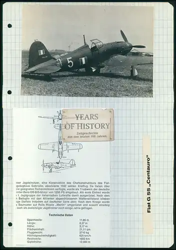 Foto Druck Datenblatt Flugzeug airplane aircraft Fiat G.55 Centauro Zentaur war