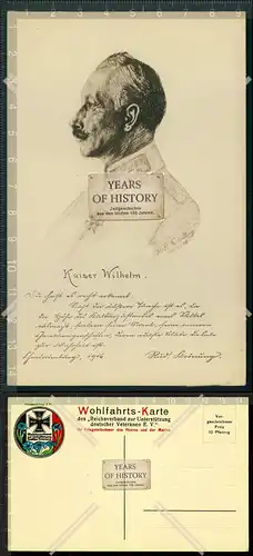 Orig. AK Kaiser Wilhelm II. Wohlfahrtskarte Federzeichnung 1916
