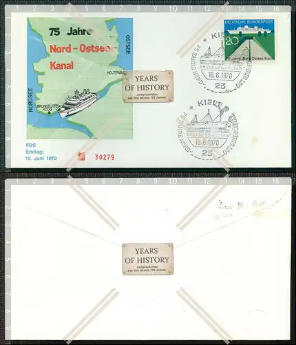 Briefmarke Stempel Brief Werbung Reklame Nord-Ostseekanal 75 Jahre