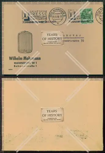 Briefmarke Stempel Brief Werbung nach Hannover Firma Wilhelm Mohrmann