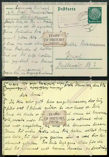 Orig. Postkarte Landpoststempel Gieselwerde über Hofgeismar Kassel 1940