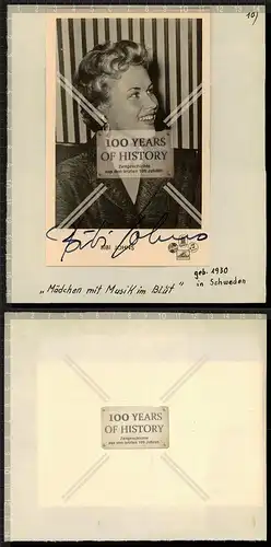 Autogrammkarte Bibi Johns orig. Unterschrift Karte aufgeklebt auf Seite aus Auto