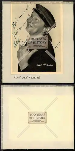 Autogrammkarte Addi Münster orig. Unterschrift Karte aufgeklebt auf Seite aus Au