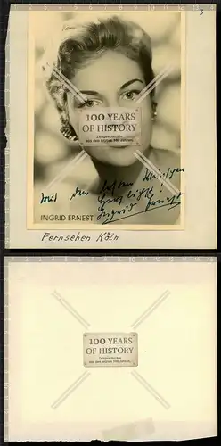 Autogrammkarte Ingrid Ernest orig. Unterschrift Karte aufgeklebt auf Seite aus A