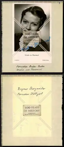 Autogrammkarte Ursula von Manescul orig. Unterschrift Karte aufgeklebt auf Seite