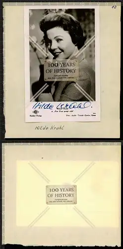 Autogrammkarte Hilde Krahl orig. Unterschrift Karte aufgeklebt auf Seite aus Aut