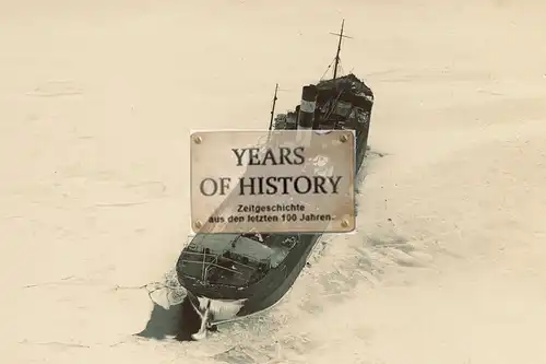 Foto kein Zeitgenössisches Original Danzig Gdansk Boot Seenot im Eis Polen