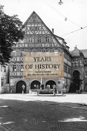 Foto 10x15cm Baden Württemberg Pfullingen mit Brunnen und Rathaus