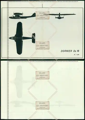 Orig. Faltblatt Dreiseitenzeichnung Flugzeug airplane aircraft Dornier Do 18