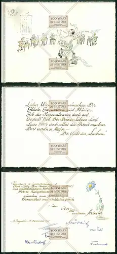 2x orig. Karte zum Geburtstag Hauptmann St. Augustin Köln Bundeswehr handgemalt