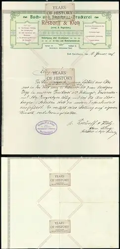 Orig. Zeugnis Buchdruckerei Rosdorff u. Klotz Bad Harzburg 1908