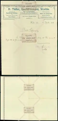 Orig. Zeugnis Buchdruckerei Worbis Ansichtskarten Verlag 1906