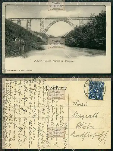 Orig. Foto AK Müngsten Kaiser Wilhelm Brücke gel. 1922