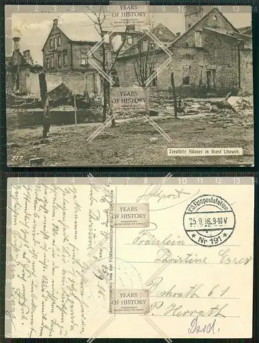Orig. AK Brest Litowsk Weißrussland zerstörte Häuser gel. 1916