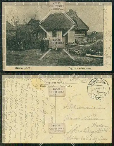 Orig. AK Zagroda bei Lowicz Lowitsch gel. 1915