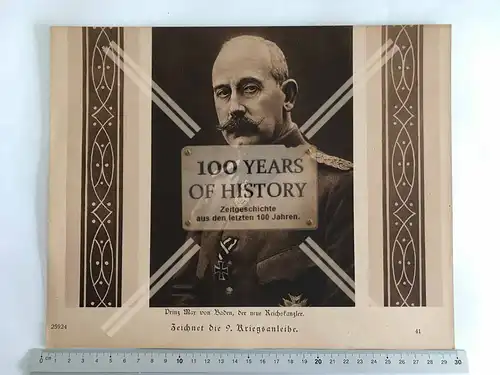 Orig. Foto Karton 1. WK Prinz Max von Bayern der neue Reichskanzler 30 x 24 cm
