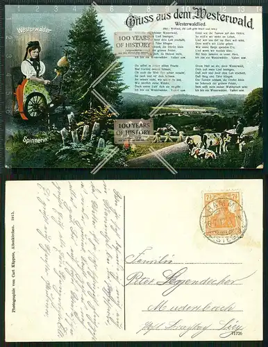 Orig. AK Westerwald Liederkarte Pfalz 1917